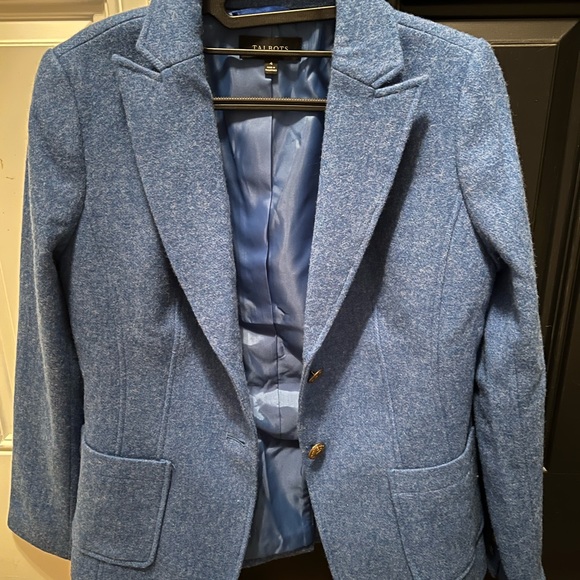 Talbots wool blend blazer jacket in cobalt blue color, size 4. - Picture 2 of 7